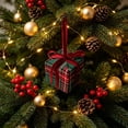 thumbnail image 3 of Fabric Wrapped Box Decoration for Holiday Tree, Wreath, Mantel, Green, 3 of 5
