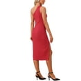 thumbnail image 3 of INSPIRE CHIC Women's Sleeveless One Shoulder Slit Fashion Tight Formal Party Midi Dress XL Red, 3 of 5
