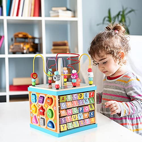 Jouet Bebe 2 3 Ans Cube D'activité Bébé en Bois,Jouets d'Éveil