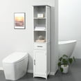 thumbnail image 2 of kleankin Tall Bathroom Storage Cabinet, Slim Freestanding Tower, White, 2 of 10