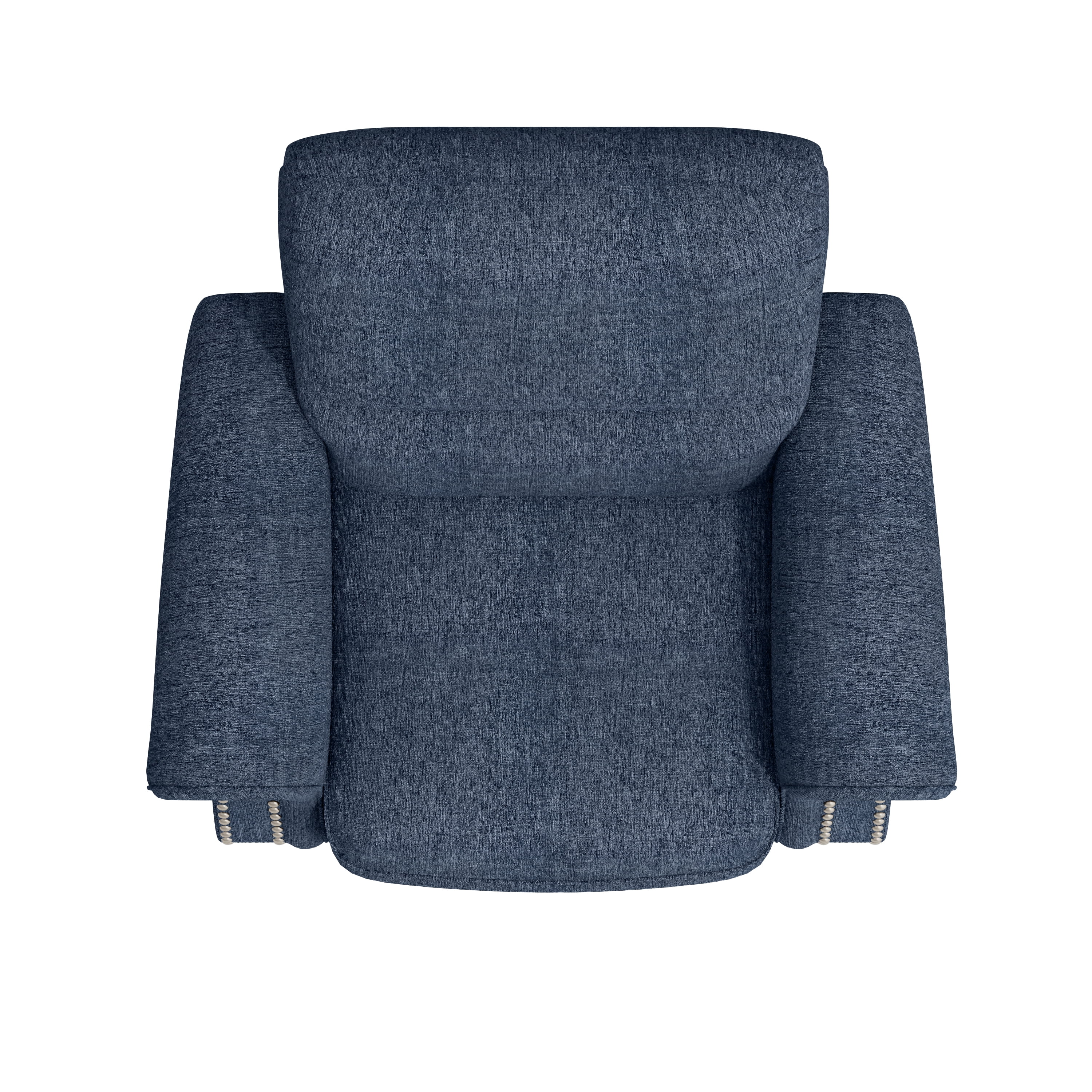 Homesvale Cari Push Back Recliner Chair with Nailhead Trim, Denim Blue Polyester Fabric, Living Room Recliner