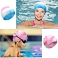 thumbnail image 5 of 3 Pieces Kids Swim Caps for Long Hair Silicone Swimming Cap for Girls Boys Kids Teens with Long Curly Hair Braids Dreadlocks Large Waterproof Swim Hat, 5 of 12