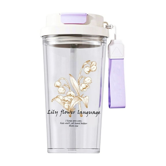 Suzuran Double-Drink Coffee Plastic Cups Fashionable Car Straw Cups Large Capacity Beautiful Gift Cups(Purple)