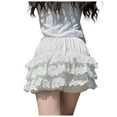 thumbnail image 4 of Women Culottes Shorts Polyester Solid Cute Cake Layered Elastic Waist Shorts, 4 of 4