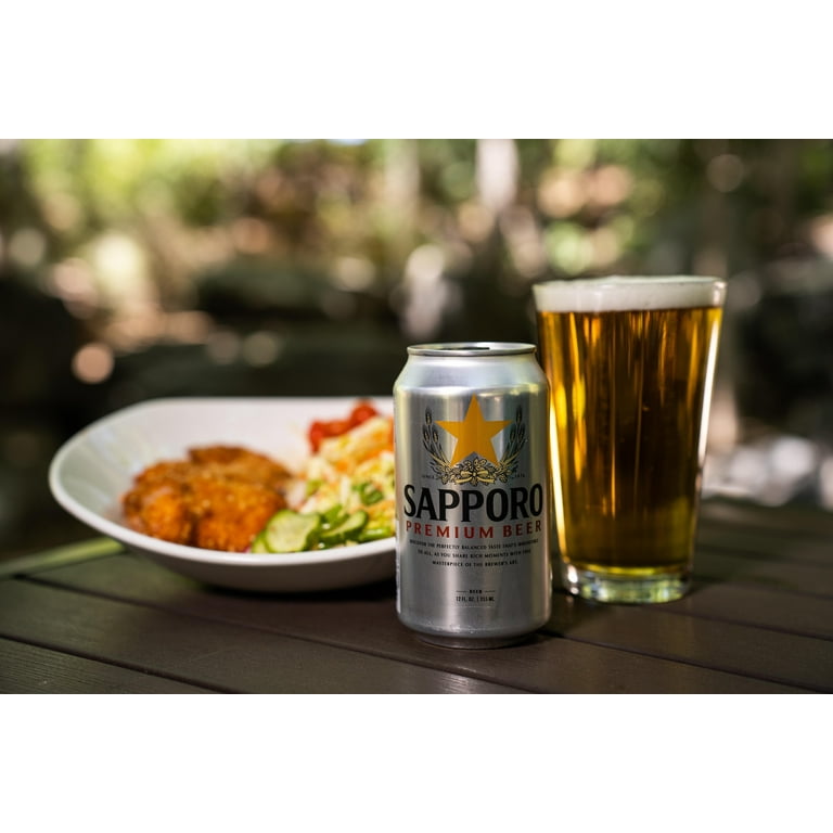 Sapporo Lager Beer, 12 fl oz Cans, 12 Pack, 4.9% ABV, Crisp