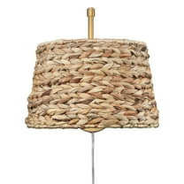 Wry Lighting Ryleigh 1-light Swing Arm in Brushed Champagne Brass and Woven Sweet Grass