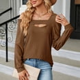 thumbnail image 6 of EDFBUYKRS Womens Fall Long Sleeve Tunic Tops Notch V Neck Shirt Casual Pleated Basic Pullover Xl, 6 of 9