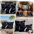 thumbnail image 5 of Blue Geometric Outdoor Waterproof Pillow Covers, Contemporary White Abstract Lines Black Decorative Square Throw Pillowcase Sofa Cushion Sham for Patio/Couch/Chair, 26"x26" 2 Pack, 5 of 8
