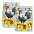 thumbnail image 2 of Sunflowers Rooster Kitchen Towels Set of 2, Wooden Watercolor Leaves Retro Art Absorbent Dish Towels for Kitchen, Microfiber Hand Towel, Quick Drying Tea Towel for Cleaning Decorative Dishcloths, 2 of 7