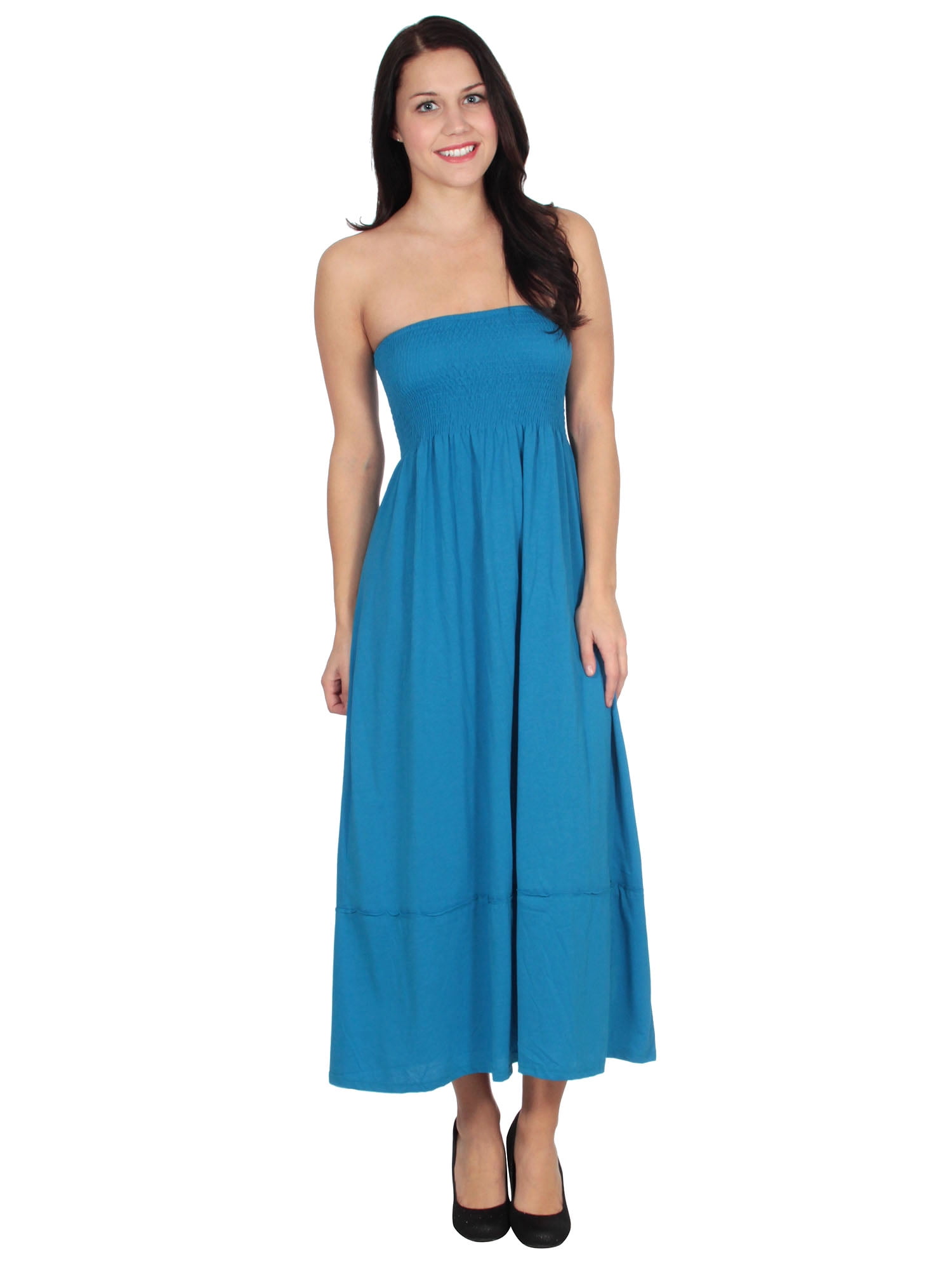 BASILICA - Women's Blue Maxi Summer Long strapless dress - Walmart.com ...