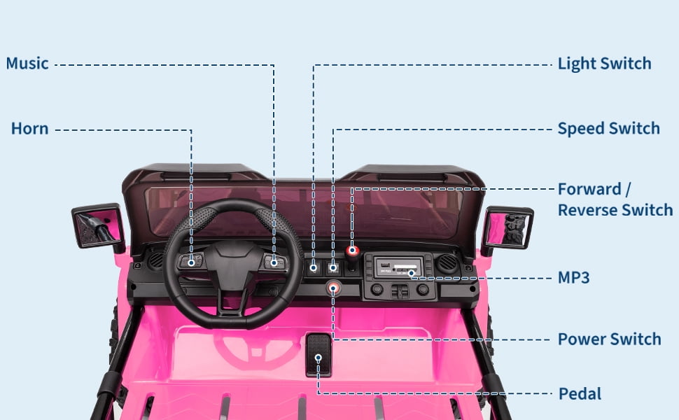 TXT-MATRIX 24V 2-Seater Ride On Jeep - Parent Remote, Dual 400W Motors, Bluetooth & LED, 4 Wheels Suspension