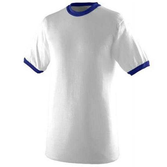 710A Ringer T-Shirt, White and Purple, Large