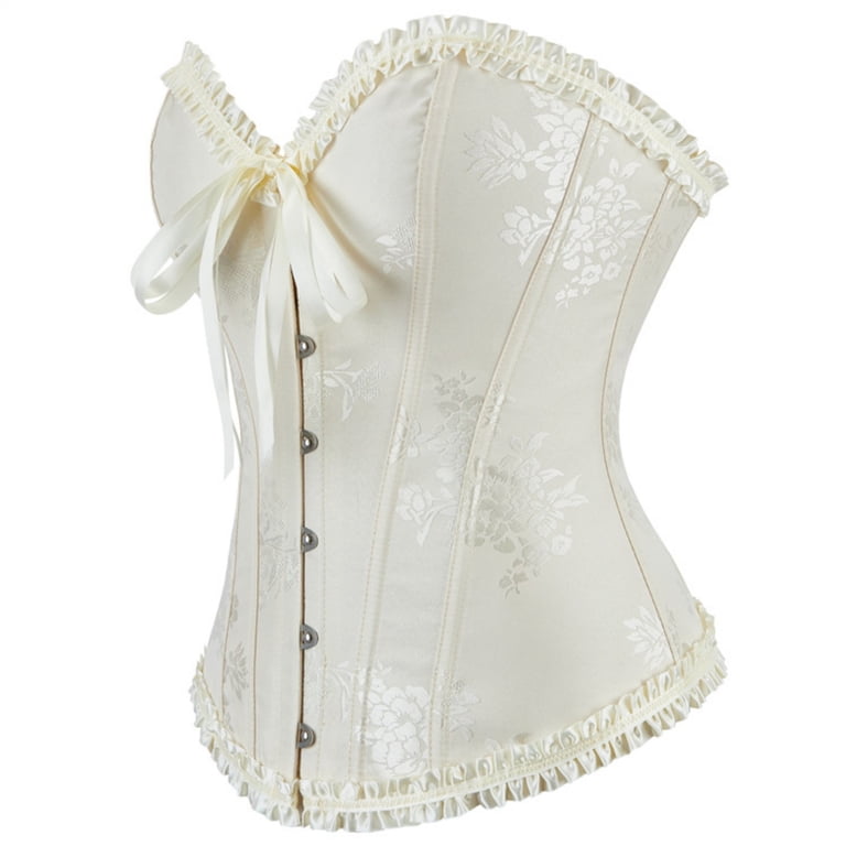 Xfvqtps Corsets for Women Floral Embroidery Lace up Front Buckle