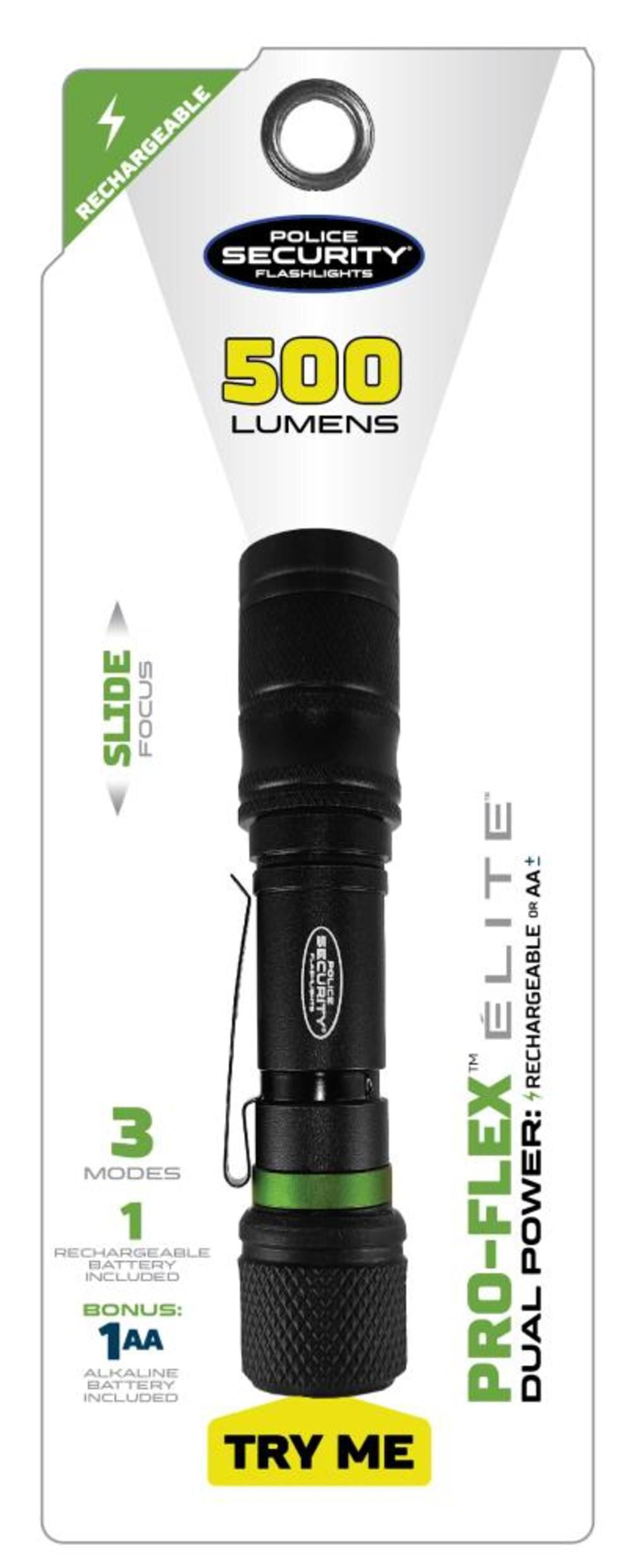 Police Security Flashlights ProFlex Flashlight 500 Lumens Black