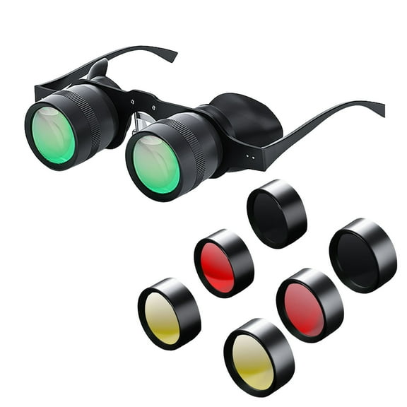 High Power 10X Magnification Binocular Glasses with Polarizing Clip On for Outdoor Activities and Events