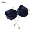 thumbnail image 3 of 6 Pcs Groom Boutonnieres Rose Boutonnieres Pins for Men Wedding Anniversary Formal Dinner Party Navy Blue, 3 of 5