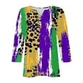 thumbnail image 4 of Xdegoge Womens Mardi Gras Top Plus Size Crewnceck 3/4 Sleeve Tops Luminous Sparkling Carnival Prints Pullover Funny Holiday Whimsical Themed Outfit, 4 of 5