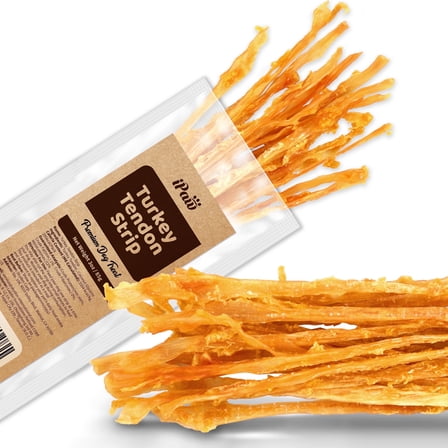 iPaw Turkey Tendons for Dogs, 100% Turkey and US Sourced Raw Material, Hypoallergenic, All Natural Human Grade Puppy Chew, Rawhide Alternative Dog Treats