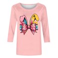 thumbnail image 4 of Kaemgyyd Womens Easter Tops Casual Loose V Neck T Shirt Cute Graphics 3/4 Sleeve Tee Spring Casual Blouse, 4 of 5