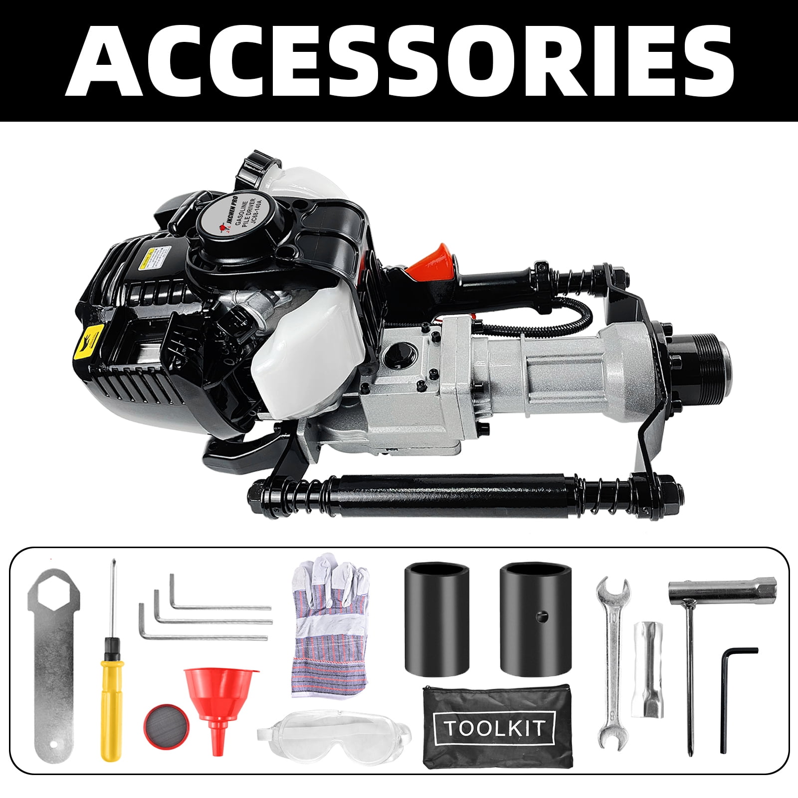 4 Stroke 38CC JKCHEN PRO Gas Powered T Post Driver Hammer Drills, Gasoline Pile Driver Fencing Tool Machine