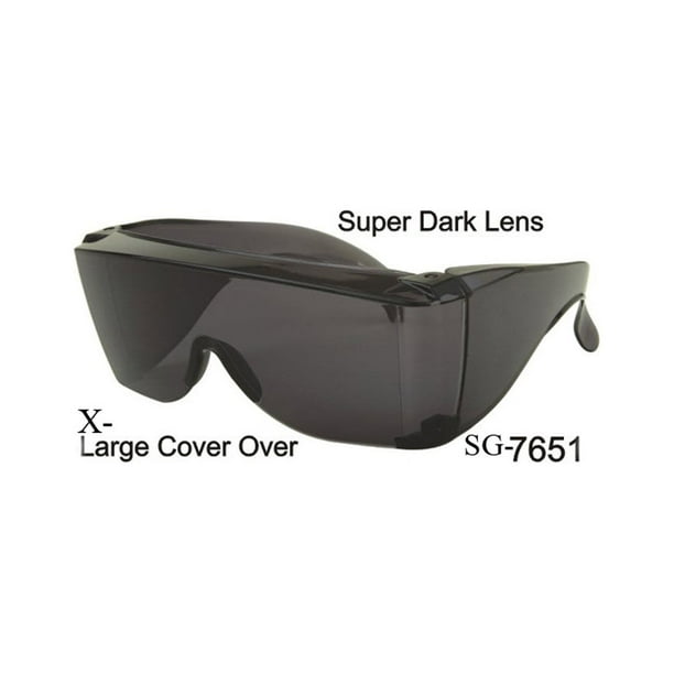 Oversized Dark Lens With Side Shield Sunglasses Fits Over Glasses Old