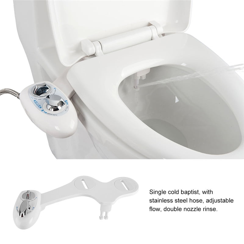 Adjustable Self Cleaning Nozzle Fresh Water Sprayer Non-Electric Toodle Loo Bidet Toilet Seat Attachment
