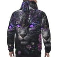 thumbnail image 7 of Balery Purple-Eyed Floral Leopard Pattern Mens Hoodie Kangaroo Pocket Hoodie Pullover Hooded Sweatshirt Ideal for Daily Wear Travel and Home-Medium, 7 of 7