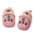 thumbnail image 3 of NOLDARES Kids Toddler Slippers Boys Girls Dinosaur Bunny House Shoes Non Slip Warm Soft Winter Fuzzy Indoor Slipper(Pink,12), 3 of 6