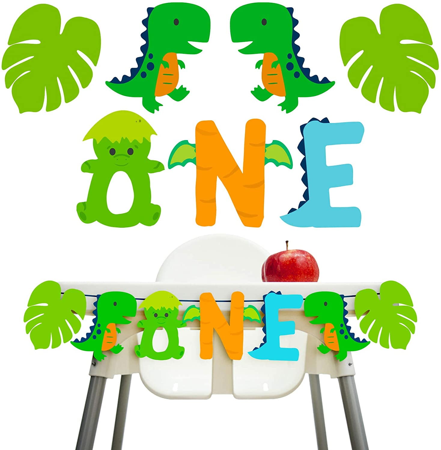 Baby Dinosaur 1st Birthday Decorations- Dinosaur One Banner High Chair Banner for Dinosaur Birthday Party Supplies