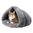 thumbnail image 1 of Cama suave y cálida para gatos, carpa para gatos de invierno, cama para dormir con calefacción automática, cueva de terciopelo para gatos, nido triangular para mascotas de invierno para cachorros de, 1 of 5