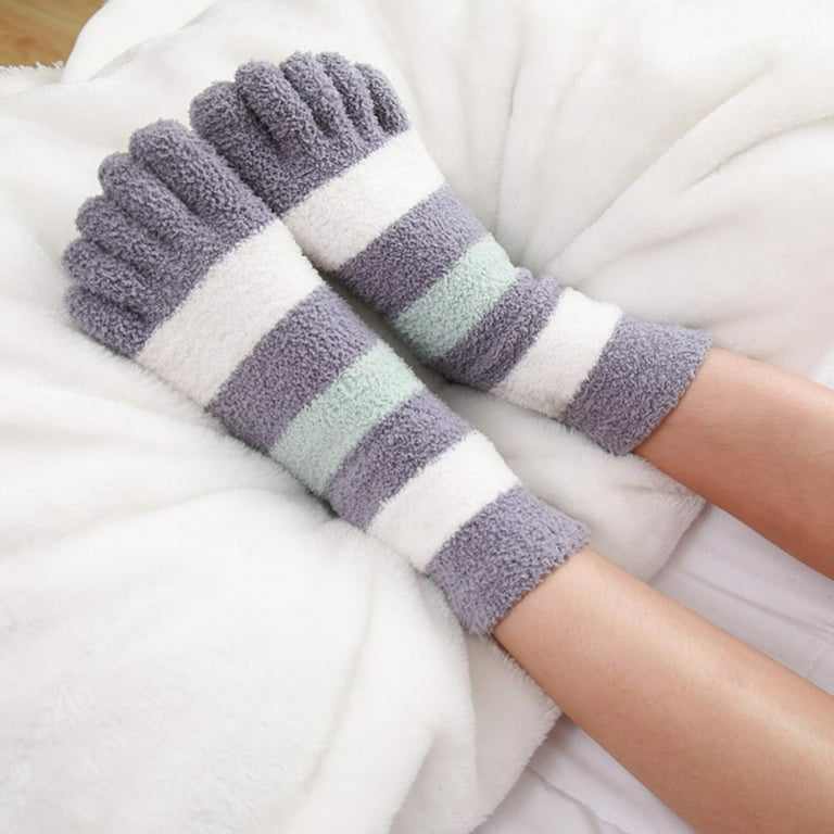 Xmarks Toe Socks 2 Pairs for Women - Fuzzy Socks Fluffy Socks Five Finger  Socks Cozy Socks Winter Slipper Socks for Women 