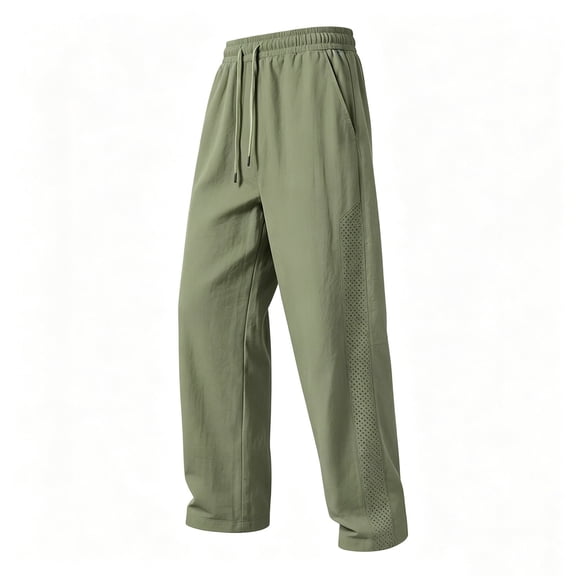 WRKEKC Joggers for Men Solid Mesh Breathable Quick Dry Drawstring Elastic Waist Straight Leg Trousers Loose Casual Summer