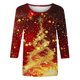 thumbnail image 5 of Puntoco Camiseta de mujer con cuello redondo, manga 3/4 y estampado navideño, jersey de cuello redondo, camiseta de manga larga con cuello redondo, 5 of 5