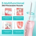thumbnail image 6 of COSLUS CX20 Water Dental Flosser Teeth Pick,300ML Tank IPX7 Waterproof Portable Rechargeable Water Flosser Dental Oral Irrigator for Home and Travel Pink, 6 of 10