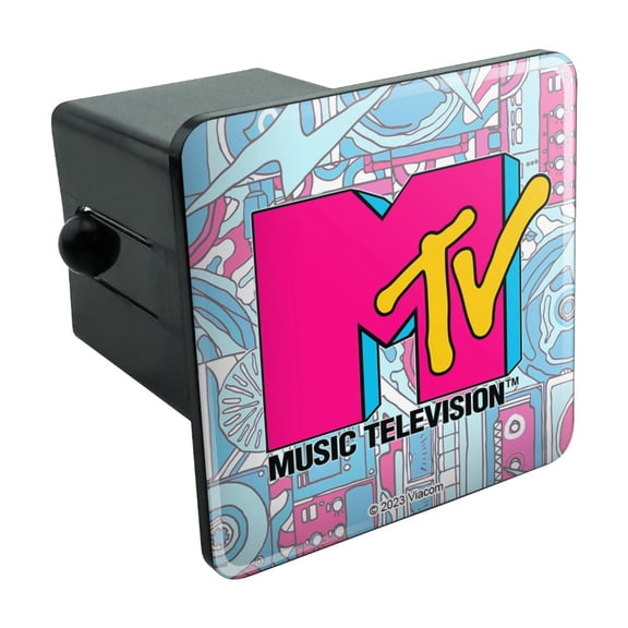 MTV Techno Neon Logo Tow Trailer Hitch Cover Plug Insert 2"