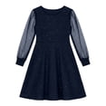 thumbnail image 2 of HAYIMI Child Kids Girl's Puff Long Sleeve Mesh Casual High Waist A-Line Mini Dress O-Neck Formal Party Dresses Boho Special Occasion Back To School Swing Flowy Sundress, 2 of 6