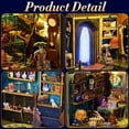 thumbnail image 4 of DIY Book Nook Kit, 3D Wooden Puzzle Bookshelf Decor with LED, Miniature Bookend Magic Pharmacist Dollhouse Kit for Teens and Adults, 4 of 6