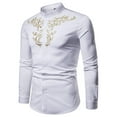 thumbnail image 2 of Camisas de Vestir de Cuello de Banda de Manga Larga Con Bordado Floral Casual Para Hombres Odeerbi ODB-6, 2 of 4