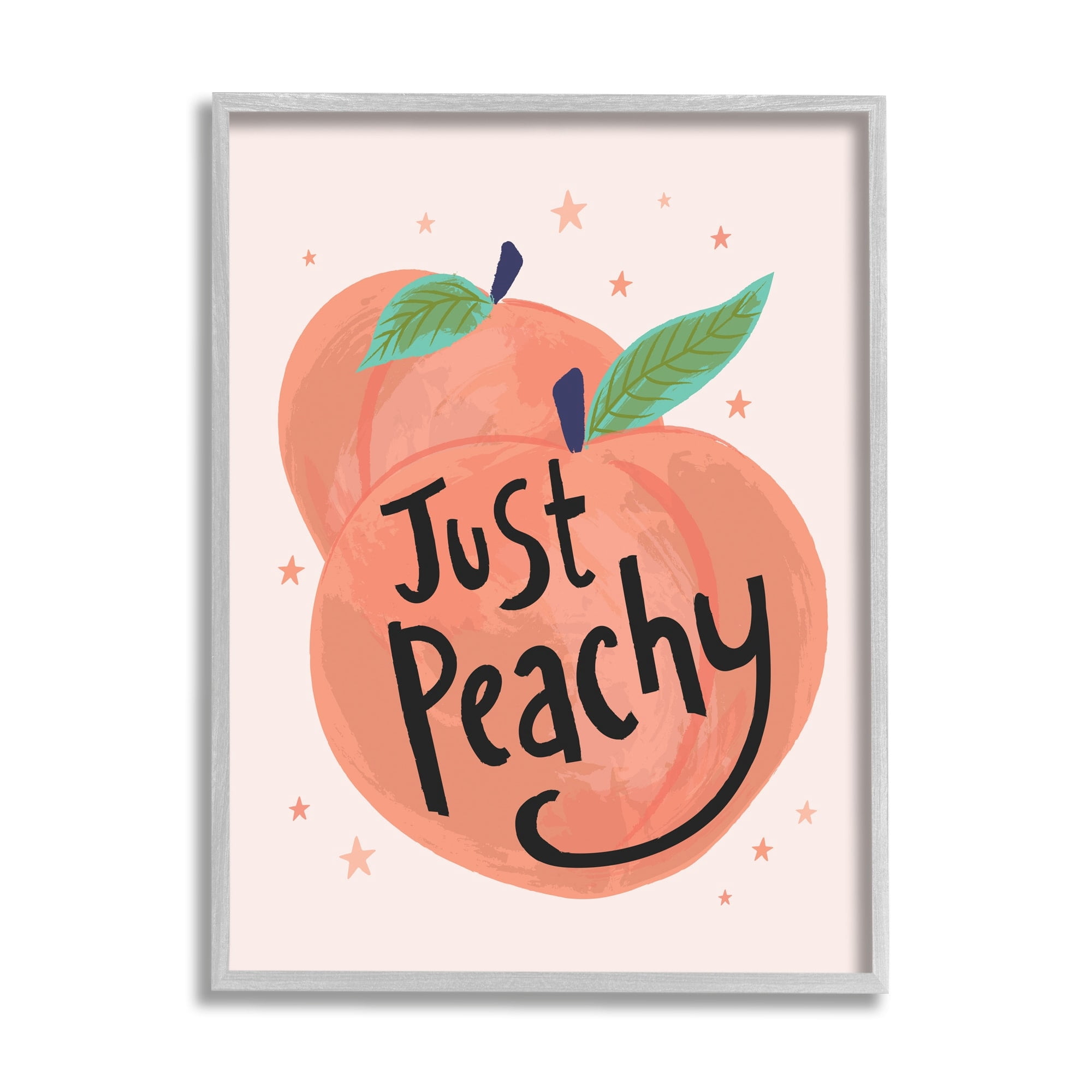 Stupell Industries Just Peachy Ripe Fruit Illustration Sparkling Stars Background,16 x 20, Design by Lisa Perry Whitebutton