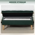 thumbnail image 4 of HOMCOM Upholstered Storage Ottoman Bench with Wood Legs, Dark Green, 4 of 10
