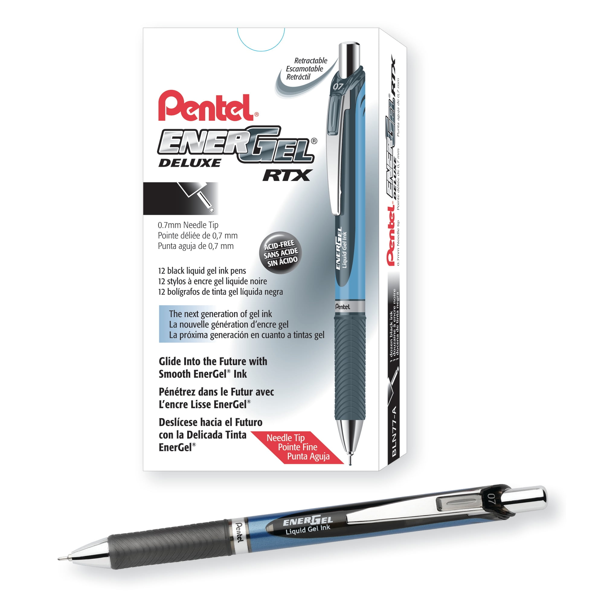 Pentel EnerGel RTX Retractable Gel Ink Pen, Needle Tip