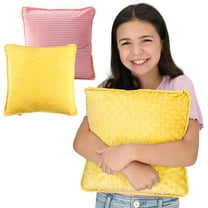 Special Supplies Vibrating Pillow Sensory Pressure Activated for Kids and Adults, 12? x 12? Plush Minky Soft Cover with Textured Therapy Stimulation Bumps, Pink and Yellow