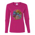 thumbnail image 3 of Colorful Neon Gorilla | Dean Russo Art Animal Lover Womens Long Sleeve T-Shirt, Fuschia, Small, 3 of 6