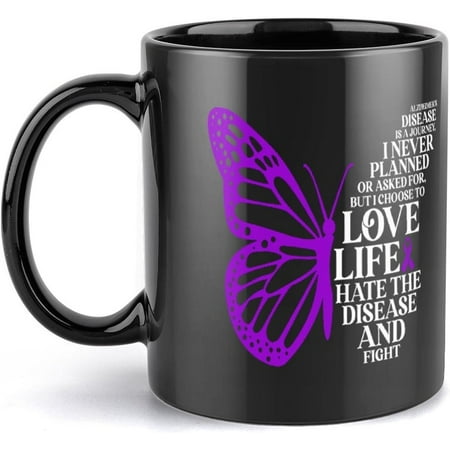 

Alzheimer S Disease Is A Journey Purple Butterfly Unique Coffee Mug 11Oz | Funny Coffee Mug Novelty Gag Gift For Coffee Lovers
