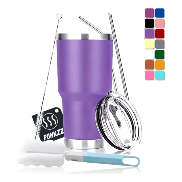 Vaso Térmico Portátil De Acero Inoxidable 30oz Con Calor/frí Color Violeta Punkzz