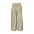 thumbnail image 3 of Yievot Palazzo Capri Pants for Women Summer Elastic Waist Wide Leg Pants Casual Loose Cropped Trousers with Pockets, 3 of 7