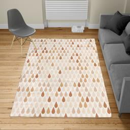 Nature Turkish Area Rug, Repeated Minimalist Rain Drops Splashes Tears of Earth Air Gravity Image Art, Soft Carpet for Living Room Decor with Distressed Look, 2.6' x 5', Almond Beige, by Ambesonne