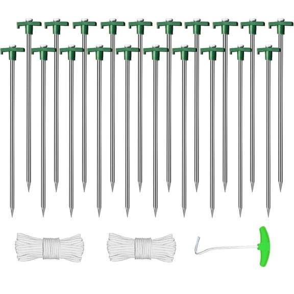 Tent Stakes, 20PCS Heavy Duty Tent Stakes Pegs, Outdoor Camping Windproof Professional Ground Stakes, Metal Tent Pegs for All Kinds of Ground, Specially Designed for Tent Canopies