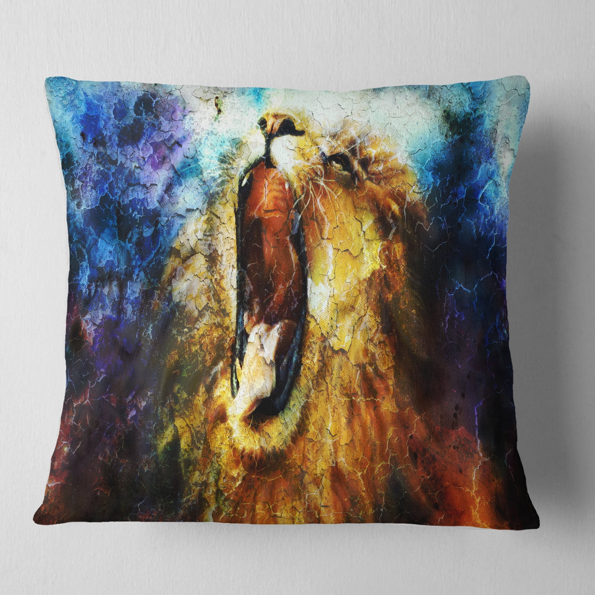 Designart Mighty Lion Emerging - Animal Throw Pillow - 18x18