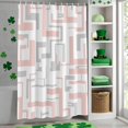 thumbnail image 4 of Shower Curtain, Modern Pink Gray Stripe Lines Waterproof Shower Curtain Set with Hooks for Bathroom Showers,Stalls and Bathtubs,72x72In Abstract Geometric Art, 4 of 9